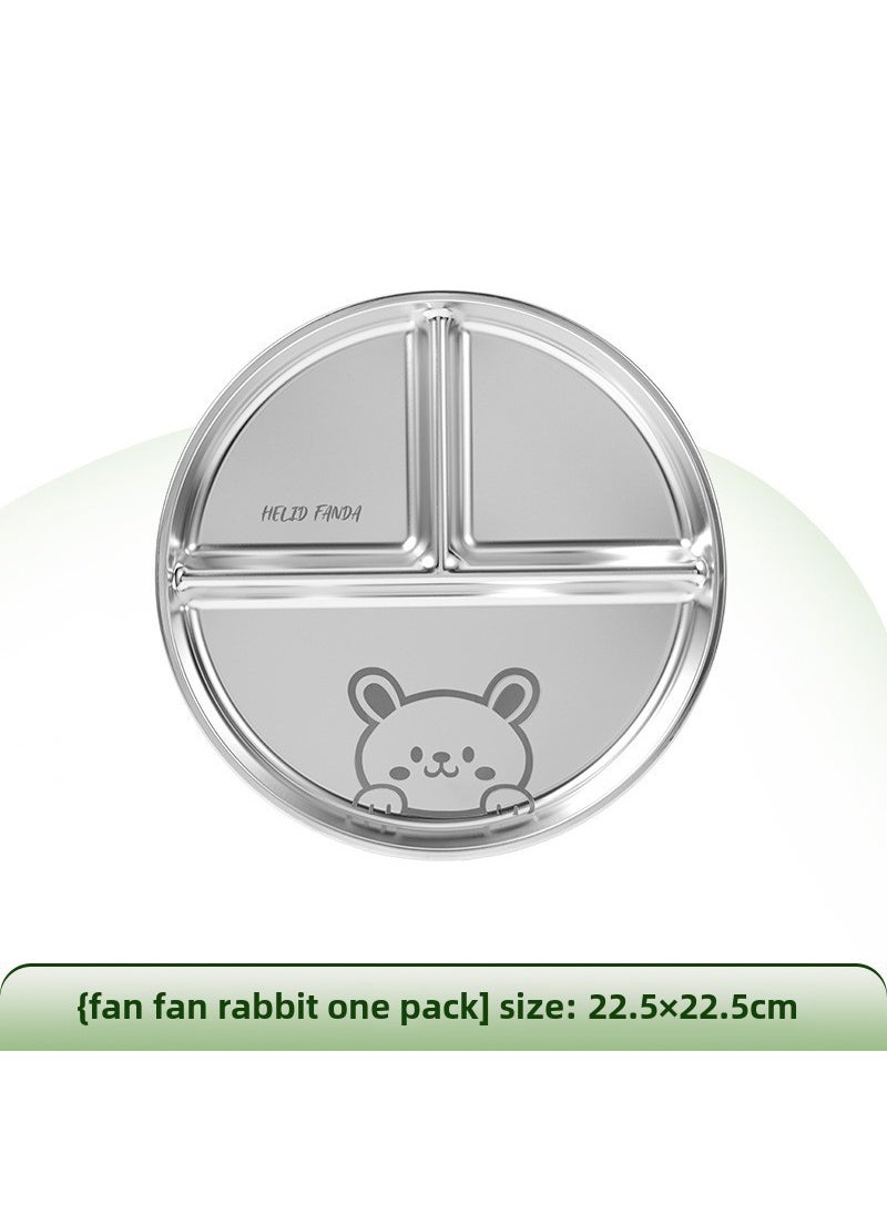 Generic - 1 x 5 pcs Stainless Steel Portion Control Cartoon Kids Plate Fan Fan rabbit dinner plate [1 pack]] - Image 1