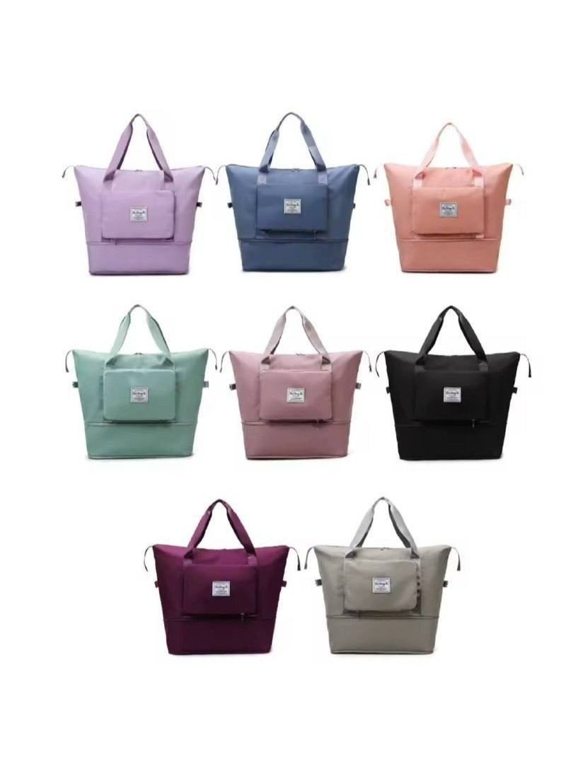 The Trending Travel Bag A foldable, lightweight, and water-resistant travel bag made from lightweight nylon and Oxford fabric. Versatile enough for various uses—from travel and casual outings to the gym or carrying baby essentials. Features an expandable bottom section via a zipper; high-quality construction. - Image 1