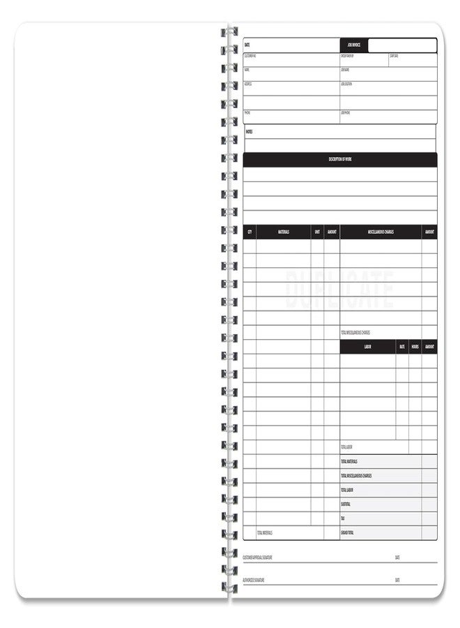 BookFactory Carbonless Work Order Invoice Book, Wire-O, 50 Sets - Image 3