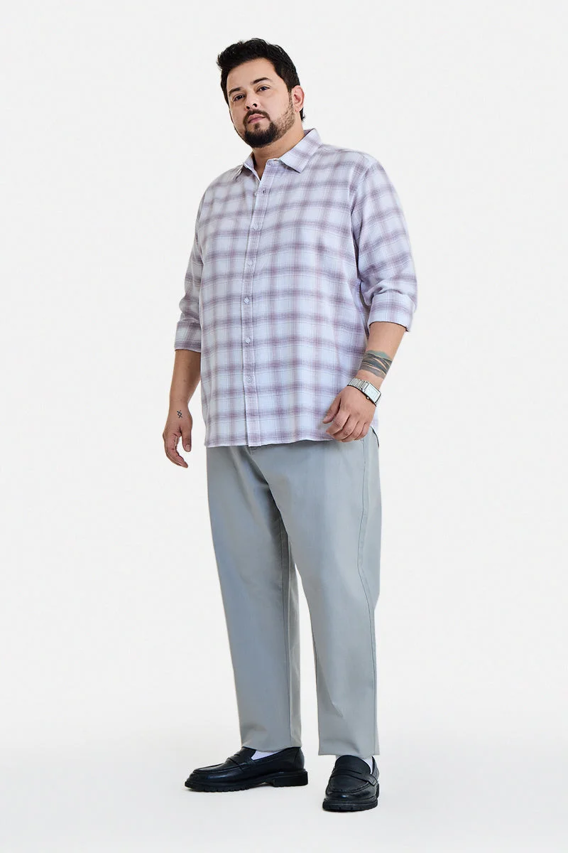 SNITCH Mauve Checkered Long Sleeve Regular Fit Plus Size Shirt