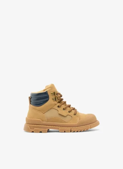 LBL by Shoexpress Boys Panelled High Cut Boots with Lace Detail and Zip Closure