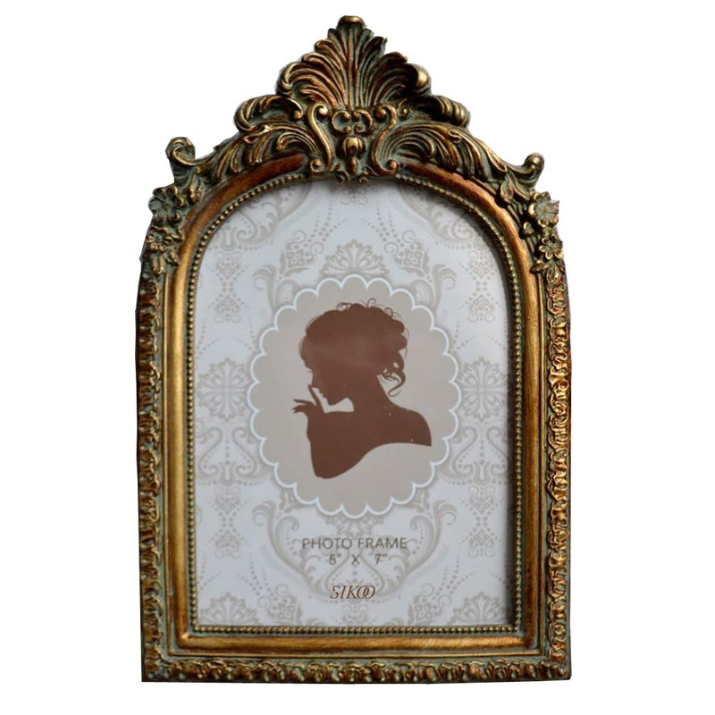 SIKOO Vintage 5x7 Picture Frame Antique OrnateTable Top and Wall Mounting Photo Frame with High Definition Glass Front for Home Decor, Photo Gallery, Art,Bronze Gold (5x7) - Image 1