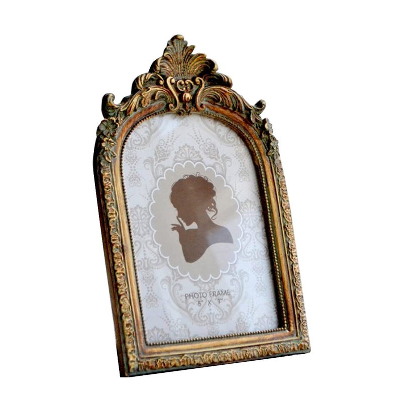 SIKOO Vintage 5x7 Picture Frame Antique OrnateTable Top and Wall Mounting Photo Frame with High Definition Glass Front for Home Decor, Photo Gallery, Art,Bronze Gold (5x7) - Image 2