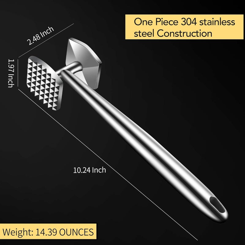 Aliglow Meat Tenderizer Hammer/Mallet Tool/Pounder For Tenderizing and Pounding Steak, Beef And Poultry. Solid Metal Construction With Comfort Grip Handle - Image 2