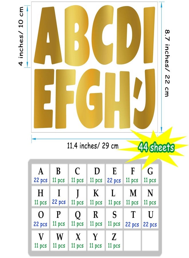 Bemeol Bulletin Board Letters 462 Pieces 4 Inch Alphabet Letter Stickers Cutout Letters for Poster Board Display Home Classroom School Decor(Gold) - Image 2