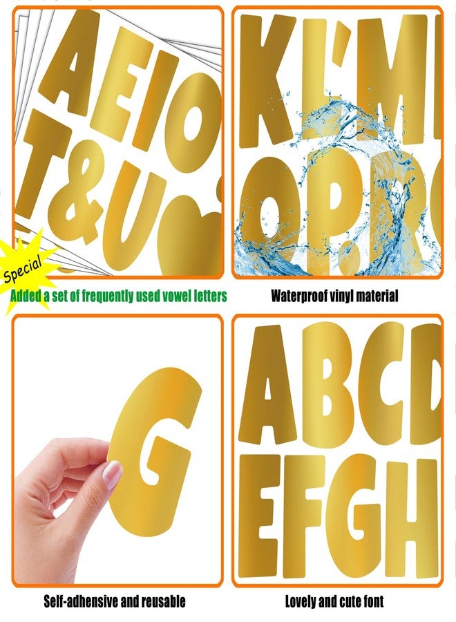 Bemeol Bulletin Board Letters 462 Pieces 4 Inch Alphabet Letter Stickers Cutout Letters for Poster Board Display Home Classroom School Decor(Gold) - Image 3