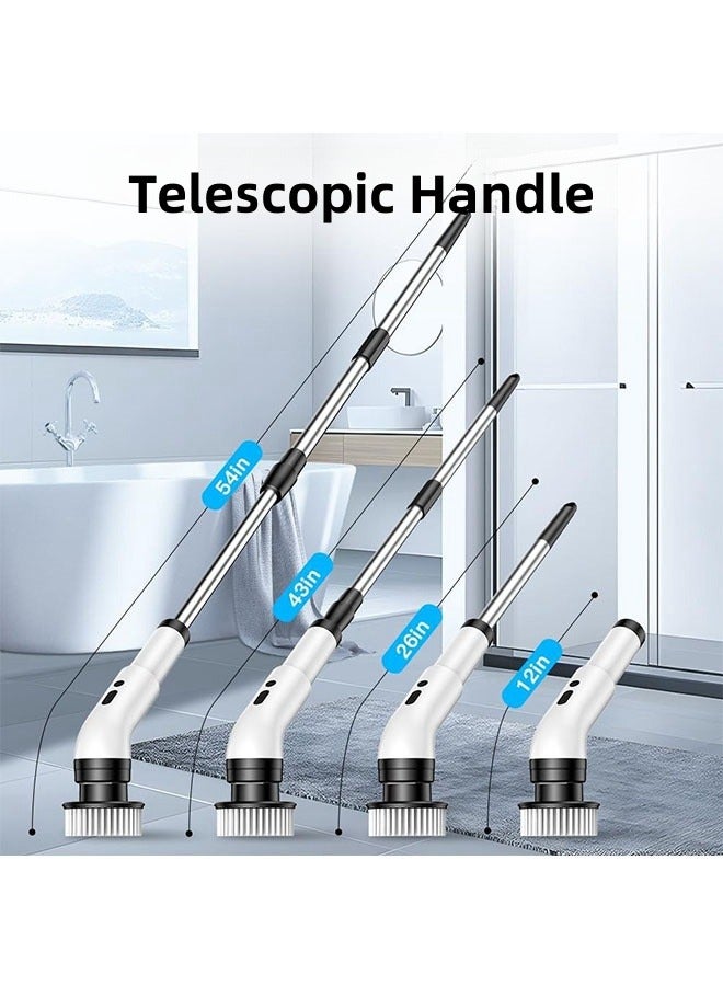 DAREU Cordless Electric Spin Scrubber – 2 Speeds, 9 Replaceable Brush Heads, Adjustable Extension Handle 12–54 in, Rechargeable 2000mAh Battery, Waterproof for Bathroom, Kitchen & Floor Cleaning - Image 5
