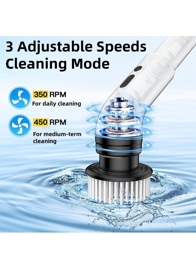 DAREU Cordless Electric Spin Scrubber – 2 Speeds, 9 Replaceable Brush Heads, Adjustable Extension Handle 12–54 in, Rechargeable 2000mAh Battery, Waterproof for Bathroom, Kitchen & Floor Cleaning - Image 4