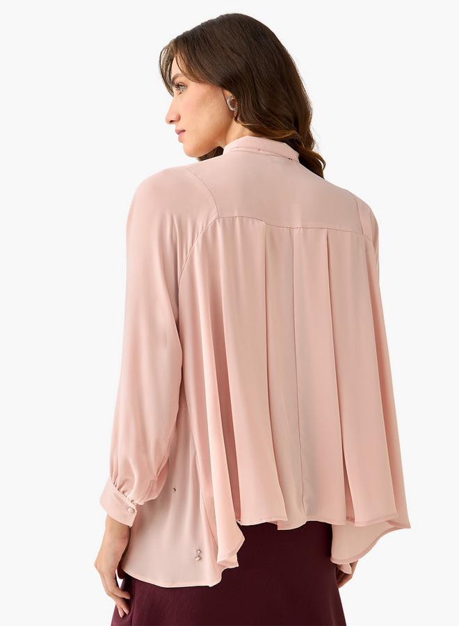 Iconic Regular Fit Bow Neck Top with Embellishment - Image 4