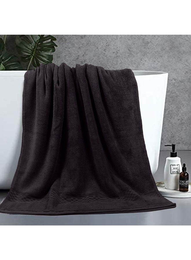 BYFT Home Ultra (Brown) 2 Hand Towel (50 x 90 Cm) & 2 Bath Towel (70 x 140 Cm) Premium Cotton Highly Absorbent, High Quality Bath linen with Checkered Dobby 550 Gsm Set of 4  - Image 1