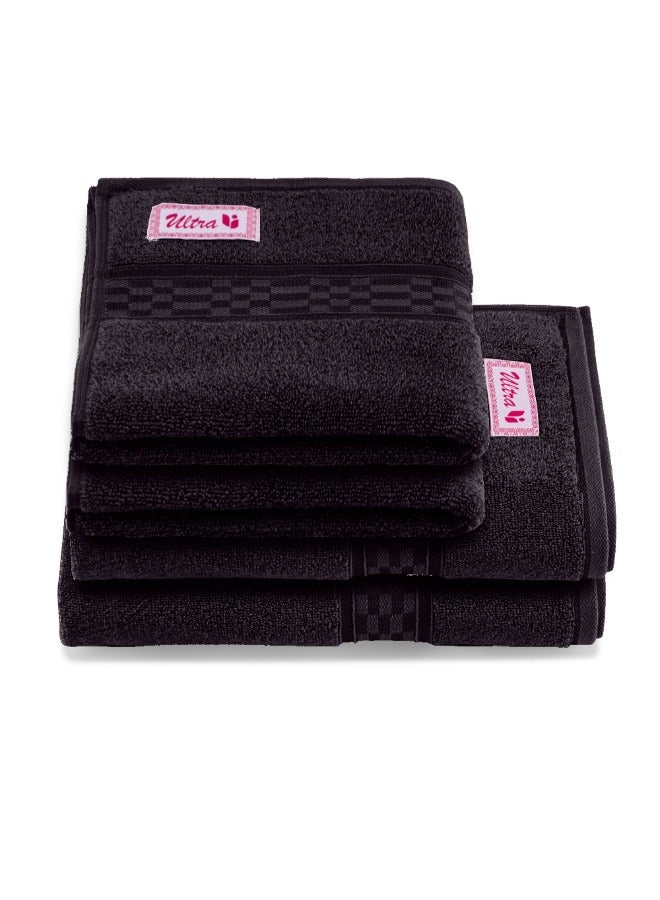 BYFT Home Ultra (Brown) 2 Hand Towel (50 x 90 Cm) & 2 Bath Towel (70 x 140 Cm) Premium Cotton Highly Absorbent, High Quality Bath linen with Checkered Dobby 550 Gsm Set of 4  - Image 2