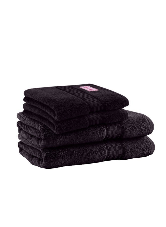 BYFT Home Ultra (Brown) 2 Hand Towel (50 x 90 Cm) & 2 Bath Towel (70 x 140 Cm) Premium Cotton Highly Absorbent, High Quality Bath linen with Checkered Dobby 550 Gsm Set of 4  - Image 5