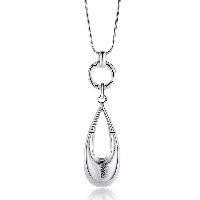 welbijoux Long Necklaces for Women Waterdrop Pendant Sweater Layered Y Statement Bohemian Silver Chain Necklace with Gifts Box Jewelry - Image 1