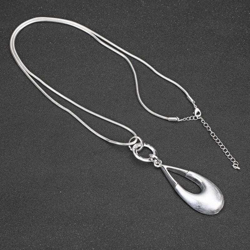 welbijoux Long Necklaces for Women Waterdrop Pendant Sweater Layered Y Statement Bohemian Silver Chain Necklace with Gifts Box Jewelry - Image 5