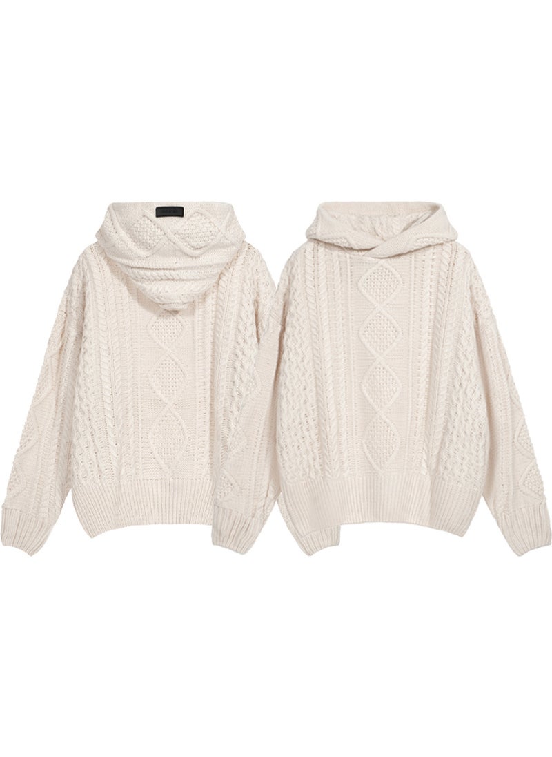 Generic - FOG ESSENTIALS Knit Hoodie Unisex Oversize Beige - Image 1
