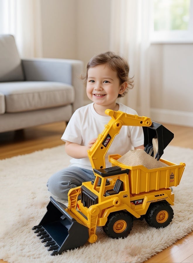 Multifunctional Friction Power Construction Vehicle 3 in 1 – Excavator Dump Truck Bulldozer Kids Toy - Image 1