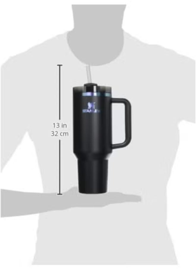 Stanley - STANLEY Quencher H2.0 Reusable Tumbler 40oz – Extra Large Stainless Steel Cup with FlowState Rotating Lid (Sip, Straw, Full-Cover Modes) | Double-Wall Vacuum Insulation for Cold Retention up to 2 Days | Eco-Friendly, BPA-Free with Foldable Handle | Sleek Black Chroma Finish - Image 1
