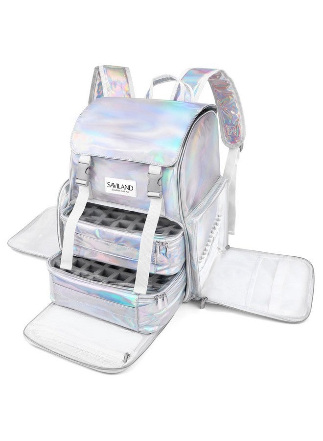 Saviland Nail Polish Organizer Bag: Pu Leather Nail Polish Organizer Case Holds 70 Bottles & Nail Lamp, Portable Travel Nail Organizers And Storage Bag Nail Polish Holder & Nail Tech Supply Organizer  - Image 1