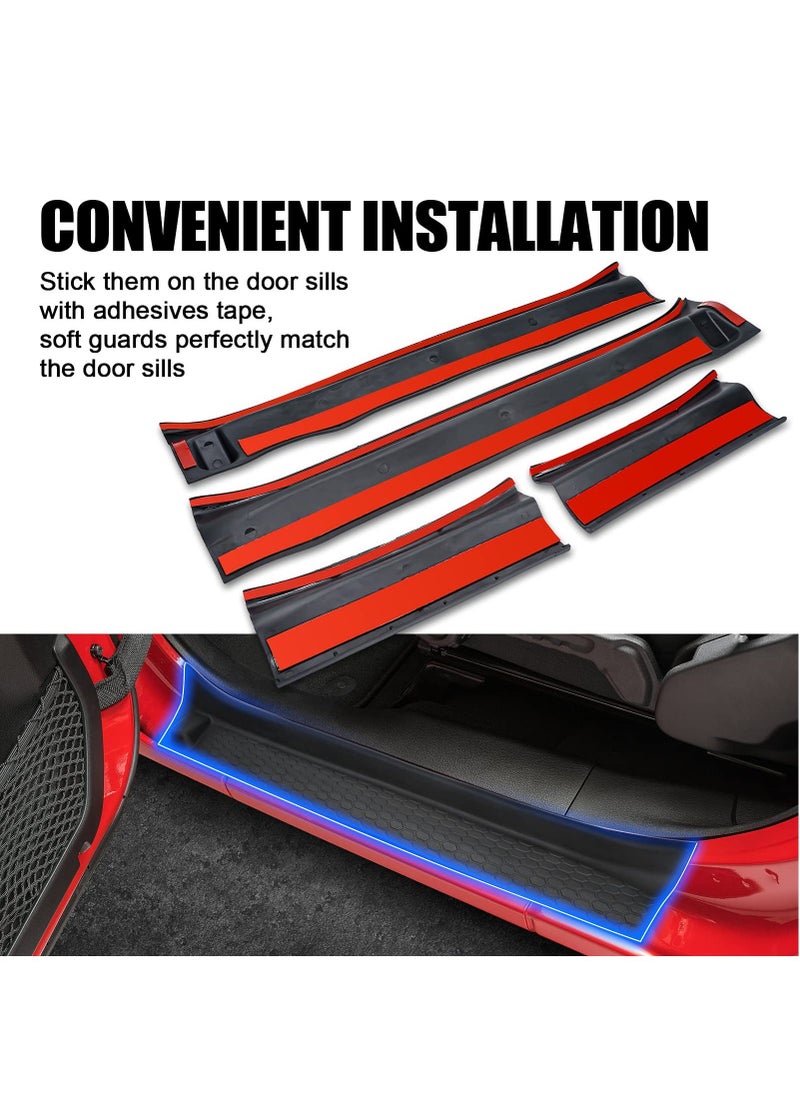 Generic Door Sill Guards Kit, Black Rubber Door Entry Guards for 2018 2021 Jeep Wrangler JL JLU Gladiator JT 4 Door Accessories Parts Door Sill Protector Replacement 4pcs Set  - Image 2