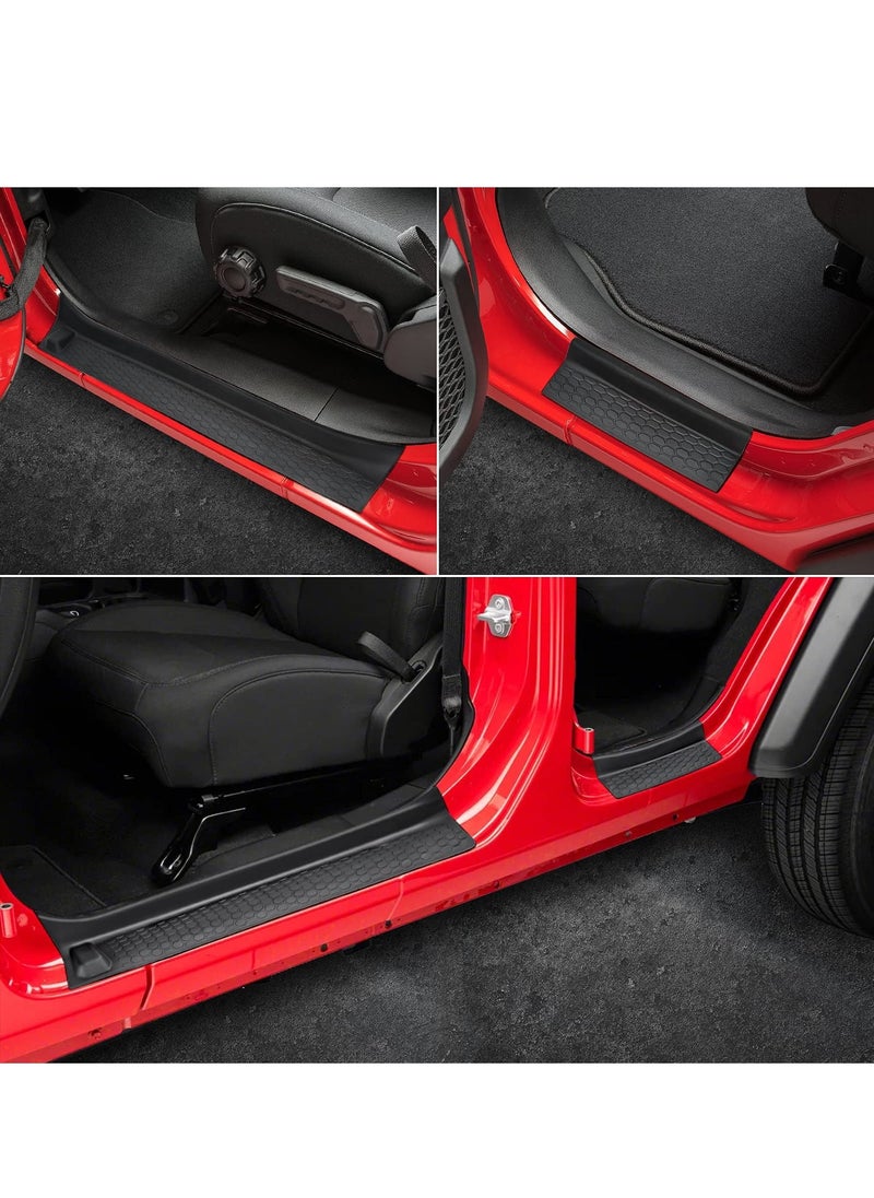 Generic Door Sill Guards Kit, Black Rubber Door Entry Guards for 2018 2021 Jeep Wrangler JL JLU Gladiator JT 4 Door Accessories Parts Door Sill Protector Replacement 4pcs Set  - Image 3