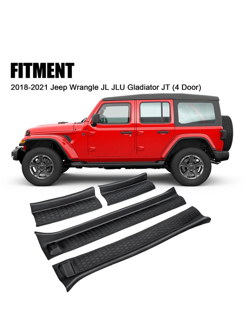 Generic Door Sill Guards Kit, Black Rubber Door Entry Guards for 2018 2021 Jeep Wrangler JL JLU Gladiator JT 4 Door Accessories Parts Door Sill Protector Replacement 4pcs Set  - Image 4