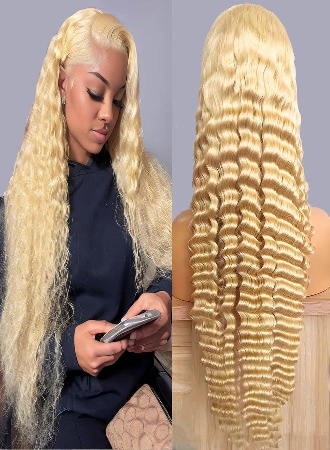 باروكة شعر طبيعي MYDIVA 613 دانتيل أمامي 13x6، شعر أشقر مموج عميق، طول 22 بوصة، كثافة 180%، باروكة دانتيل أمامي 613 HD للنساء، شعر أشقر بدون غراء، شعر طبيعي، منتوفة مسبقًا مع شعر صغير - Image 1