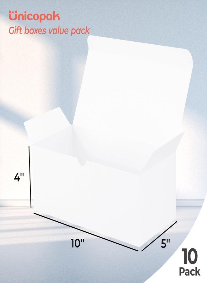 UnicoPak 10 Pack 10x5x4 Gift Boxes, White Gift Boxes for Presents Bridesmaid Proposal Box, Ideal for Birthday Gifts Christmas Gifts Party Favors Homemade and Business - Image 2