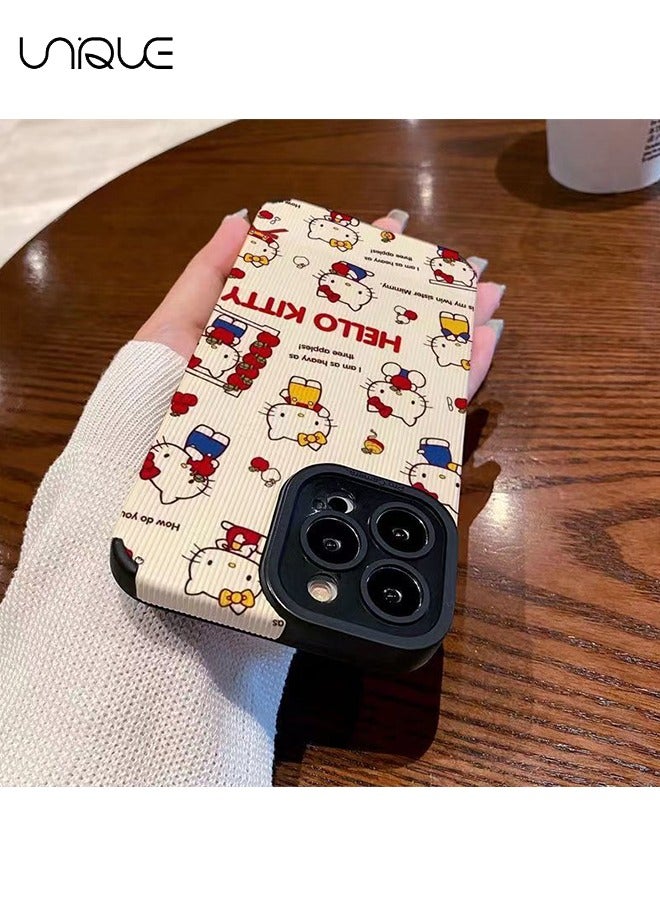 Compatible with iPhone 15 Pro Max Case, Hello Kitty Case, Stylish TPU Drop Protection - White
