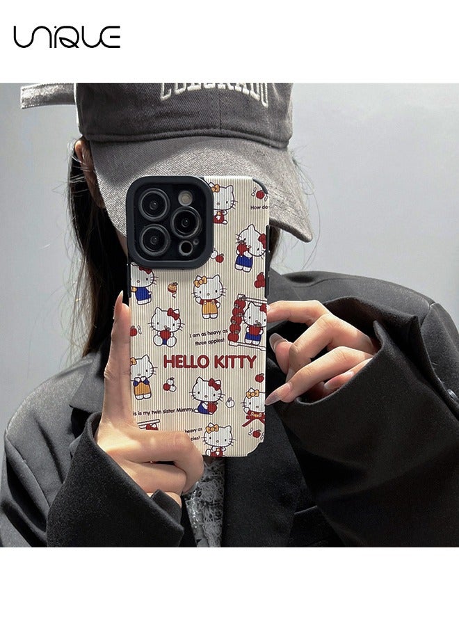 Compatible with iPhone 15 Pro Max Case, Hello Kitty Case, Stylish TPU Drop Protection - White