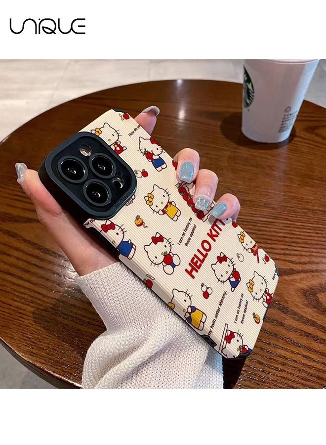 Compatible with iPhone 15 Pro Max Case, Hello Kitty Case, Stylish TPU Drop Protection - White