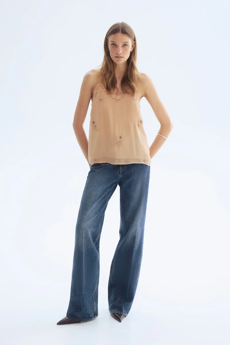 H&M Embroidered strappy top