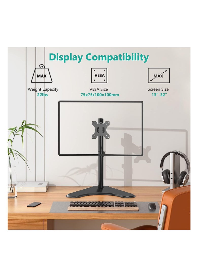 اكسيسن حامل شاشة واحدة حامل شاشة قابل للضبط لشاشة واحدة حتى 32 بوصة، أسود - Image 3