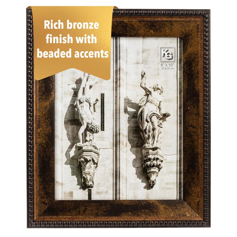 Kiera Grace Sydney Picture Frame, 10" x 12" Large Plastic Picture Frame with Easel for Tabletop Placement and Wall Hanging, Holds an 8" x 10" Photo, Antique Bronze - Image 1