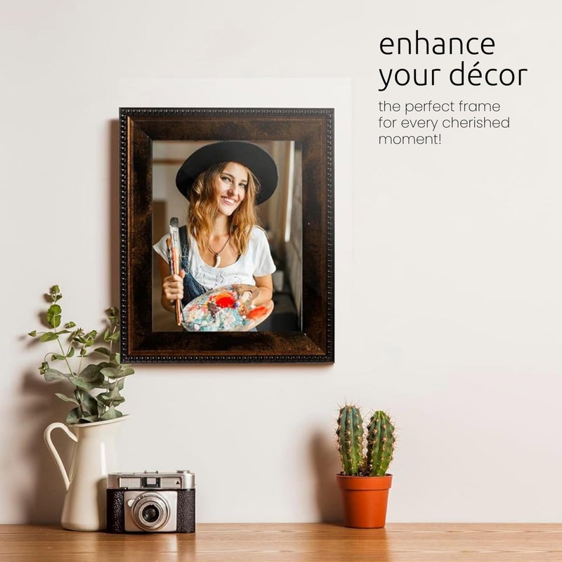 Kiera Grace Sydney Picture Frame, 10" x 12" Large Plastic Picture Frame with Easel for Tabletop Placement and Wall Hanging, Holds an 8" x 10" Photo, Antique Bronze - Image 3