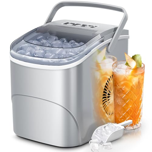 Electactic Ice Makers Countertop,26Lbs/24H,9 Cubes in 6 Mins,Portable Ice Maker Machine with Self-Cleaning,2 Sizes of Bullet Ice,Perfect for Home Kitchen(Grey) - Image 1