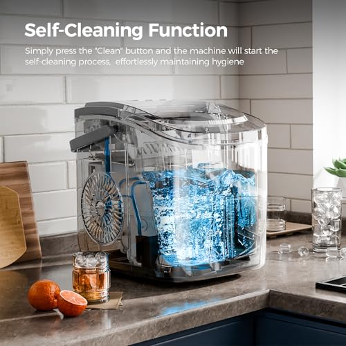 Electactic Ice Makers Countertop,26Lbs/24H,9 Cubes in 6 Mins,Portable Ice Maker Machine with Self-Cleaning,2 Sizes of Bullet Ice,Perfect for Home Kitchen(Grey) - Image 5