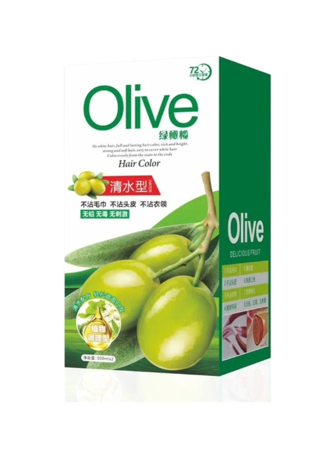 OLIVE Olive Oil Hair Color Cream | Chemical-Free Gray Coverage Hair Dye | Natural Black | 500x2 ml  - Image 2