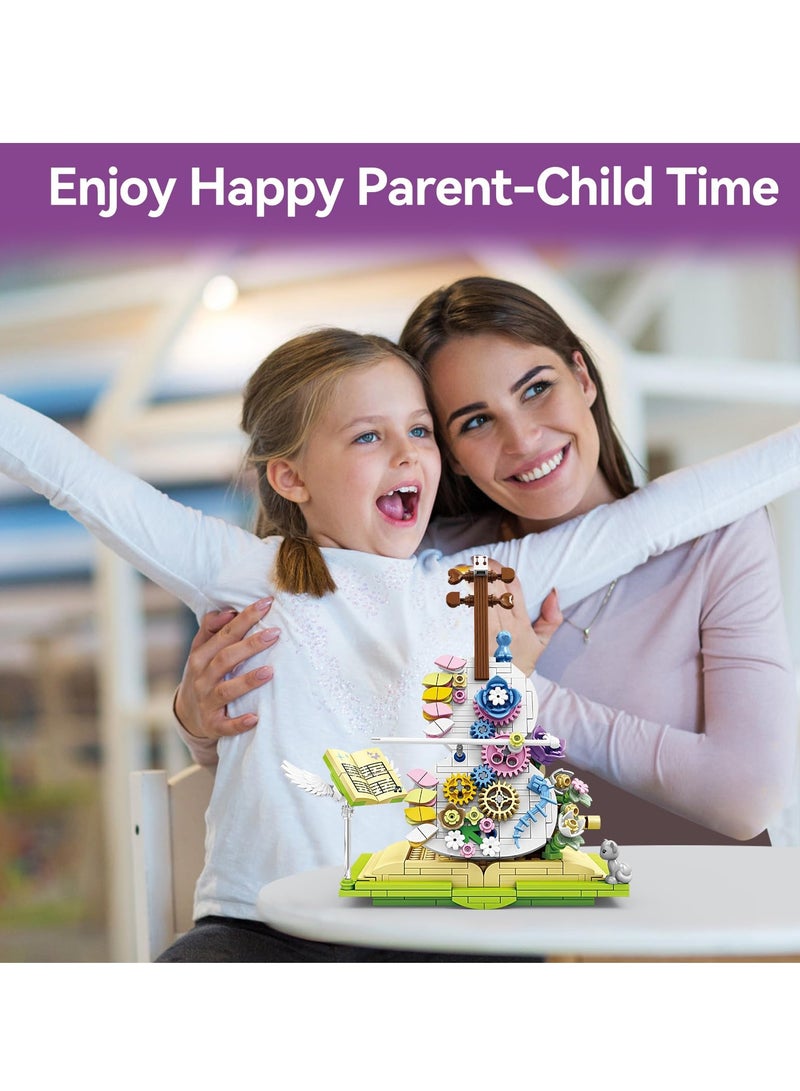 Magical Flower Violin Building Blocks Set, Colorful DIY Toy for Kids 6-12, Perfect Gift for Boys and Girls, Creative Home Decor Kit - Image 5