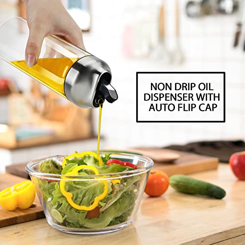 Aelga Olive Oil Dispenser - 14 OZ Glass Oil and Vinegar Dispenser Bottles Set for Kitchen No Drip-Set of 2 - Image 2