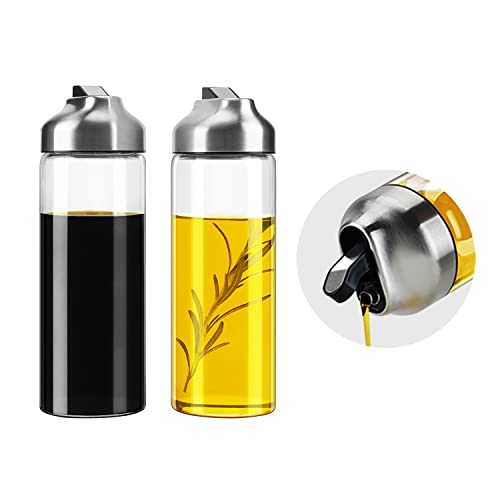 Aelga Olive Oil Dispenser - 14 OZ Glass Oil and Vinegar Dispenser Bottles Set for Kitchen No Drip-Set of 2 - Image 1