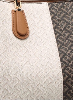 Flora Bella By Shoexpress Women Monogram Print Tote Bag with Handles and Zip Closure  - Image 4