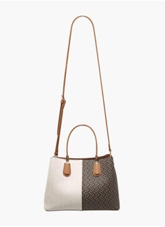Flora Bella By Shoexpress Women Monogram Print Tote Bag with Handles and Zip Closure  - Image 2