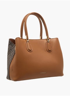 Flora Bella By Shoexpress Women Monogram Print Tote Bag with Handles and Zip Closure  - Image 3