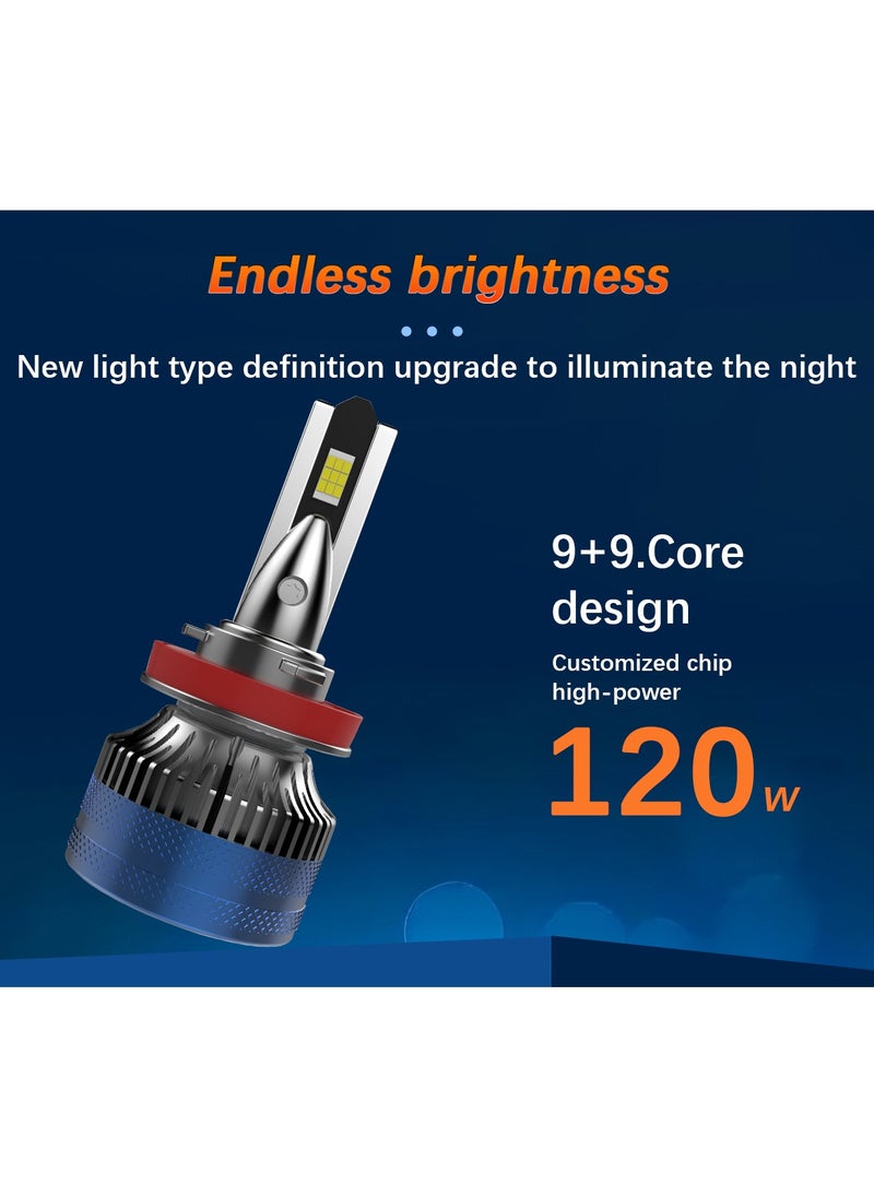 Lighting solutions - Lighting Solutions H11 Car Led Headlight Led Driving Light Headlamp Bulb All-in-one Conversion Kit 120W 6500K 5000LM 2pcs - Image 1