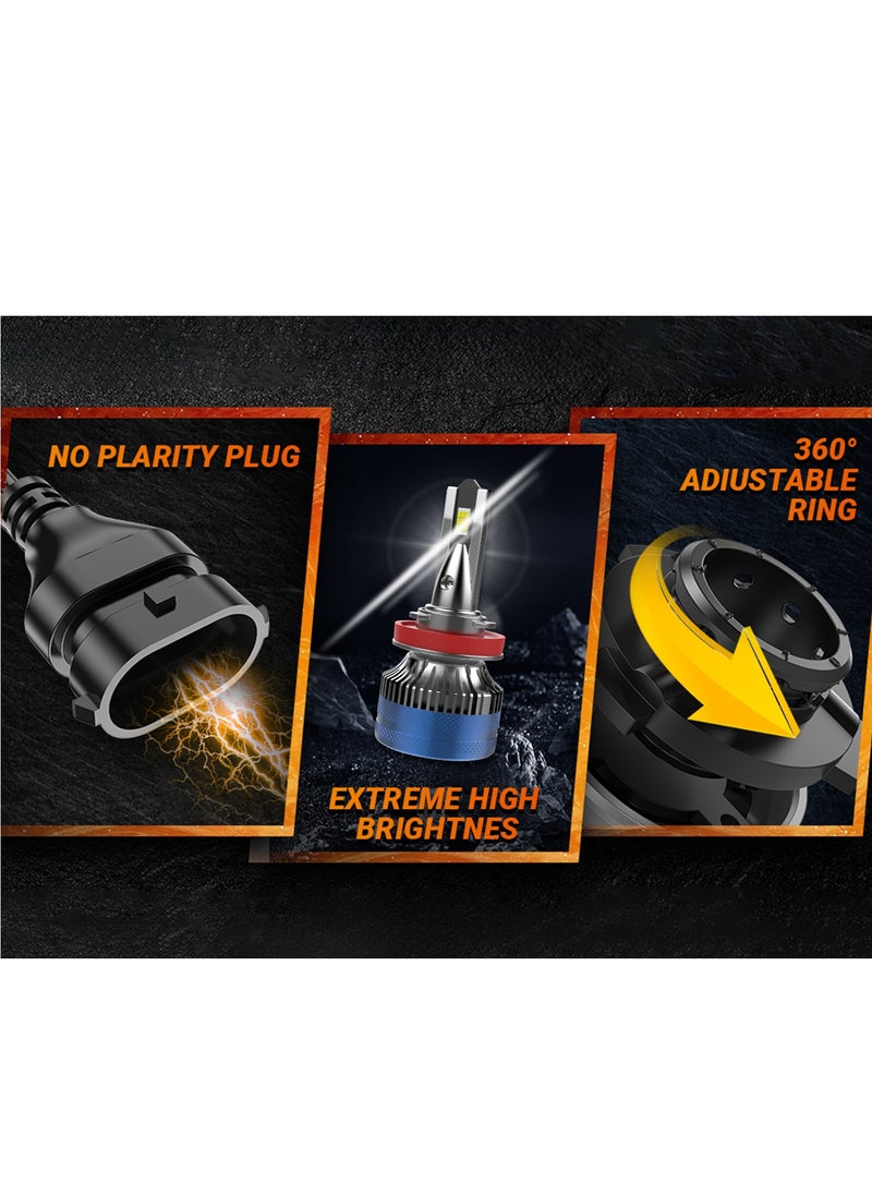 Lighting solutions - Lighting Solutions H11 Car Led Headlight Led Driving Light Headlamp Bulb All-in-one Conversion Kit 120W 6500K 5000LM 2pcs - Image 1