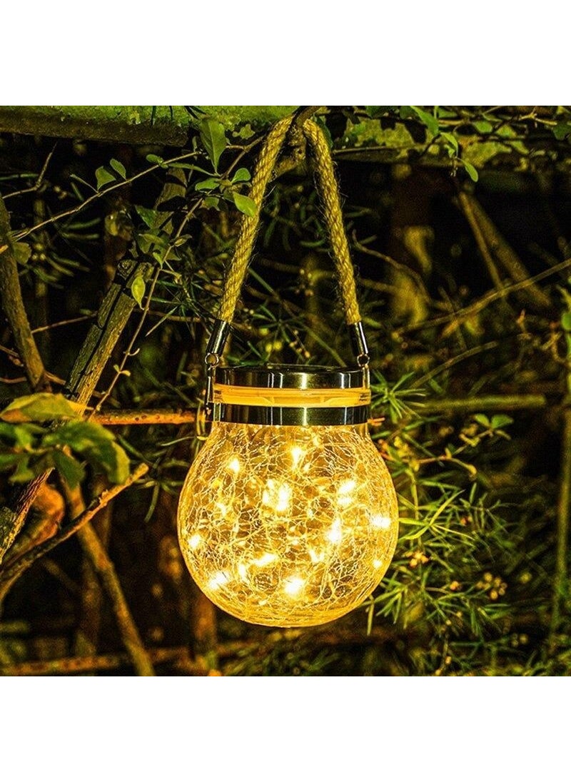 Technojet - 2x Solar Powered Pendant Lamp Glass LED Globe Garden Lighting Decoration Balcony Lamp - Image 1