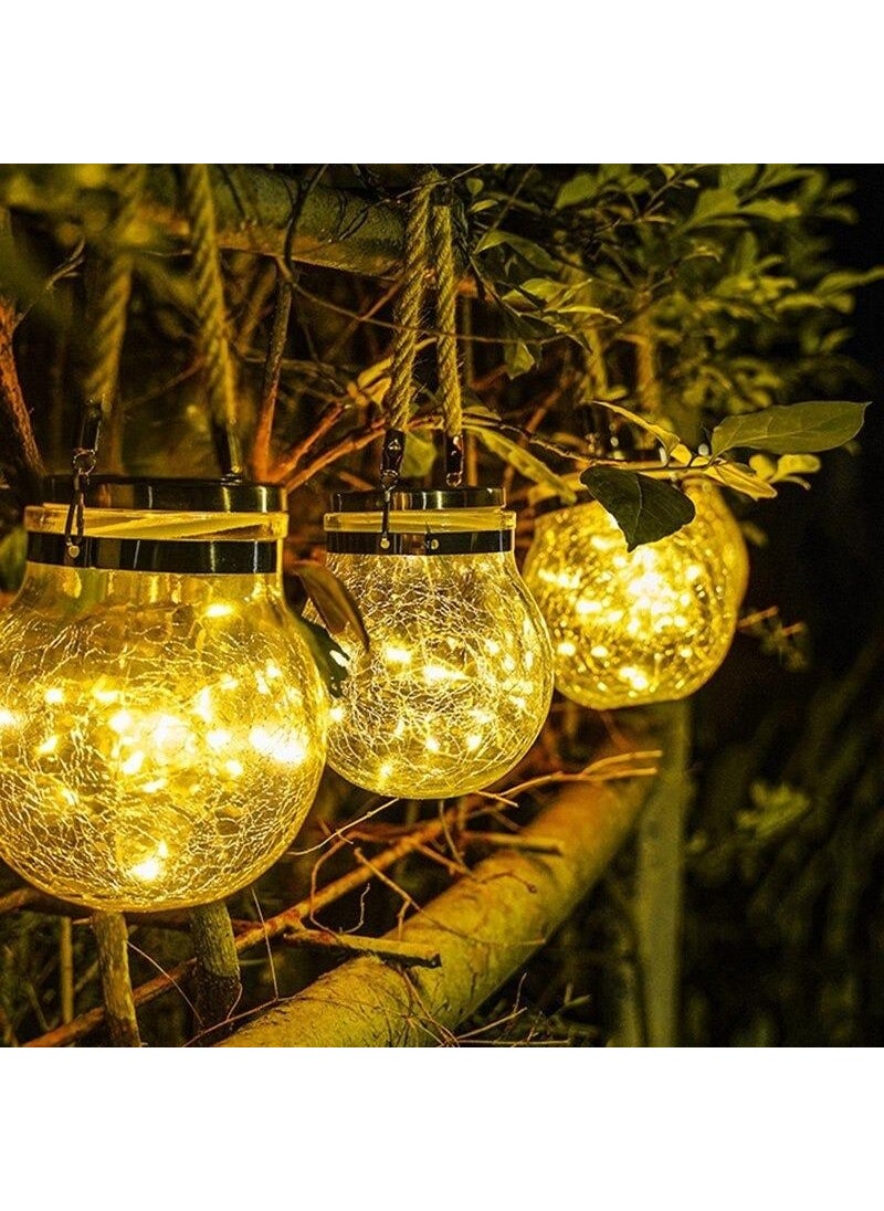 Technojet - 2x Solar Powered Pendant Lamp Glass LED Globe Garden Lighting Decoration Balcony Lamp - Image 1