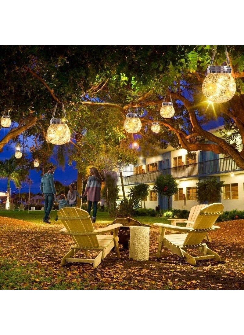 Technojet - 2x Solar Powered Pendant Lamp Glass LED Globe Garden Lighting Decoration Balcony Lamp - Image 1