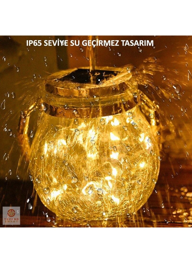 Technojet - 2x Solar Powered Pendant Lamp Glass LED Globe Garden Lighting Decoration Balcony Lamp - Image 1