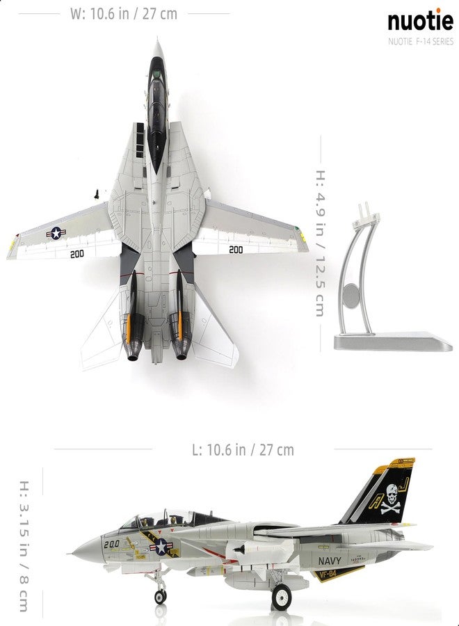 NUOTIE US Navy F-14 Tomcat 1/72 Alloy Model VF-84 Jolly Rogers Fighter DieCast Metal Airplane Military Display Model Collection or Gift - Image 2